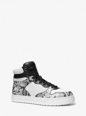 Adidasi Barbati Michael Kors Barett Snake Embossed Leather High-Top Sneaker Albi | 79THVYREQ