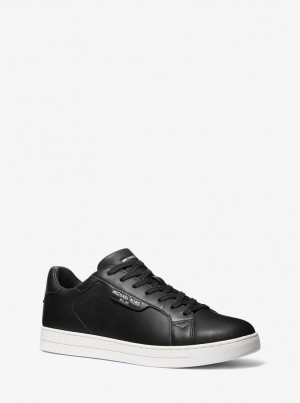 Adidasi Barbati Michael Kors Keating Leather Sneaker Negrii | 95TAGUHMY