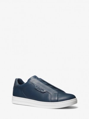 Adidasi Barbati Michael Kors Keating Leather Slip-On Sneaker Bleumarin | 34PMHBKEY