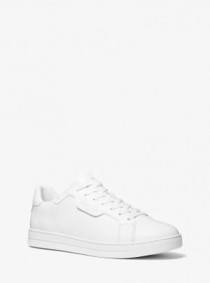 Adidasi Barbati Michael Kors Keating Leather Sneaker Albi | 60XFRHYKG
