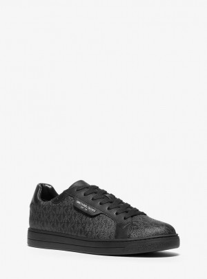 Adidasi Barbati Michael Kors Keating Logo and Leather Sneaker Negrii | 52GKMJQEN
