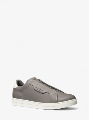 Adidasi Barbati Michael Kors Keating Two-Tone Leather Slip-On Sneaker Gri | 64DPCYWIJ
