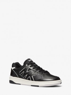Adidasi Barbati Michael Kors Rebel Leather Sneaker Negrii | 12GBRMXDJ
