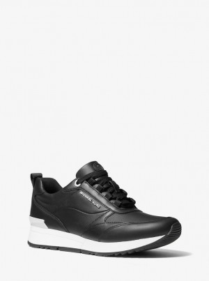 Adidasi Dama Michael Kors Allie Stride Leather and Nylon Trainer Negrii | 37BCRGSHA