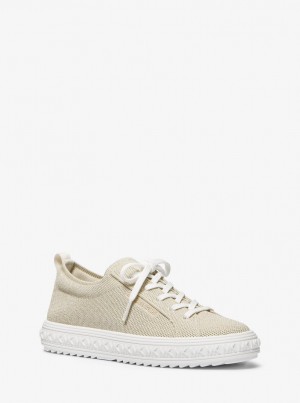 Adidasi Dama Michael Kors Grove Metallic Knit Sneaker Aurii | 15TEHWVUK