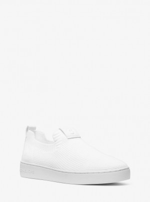 Adidasi Dama Michael Kors Juno Stretch Knit Slip-On Sneaker Albi | 69HWILFDK