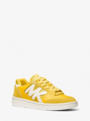 Adidasi Dama Michael Kors Rebel Leather Sneaker Bright Dandelion | 73NYAFUJI