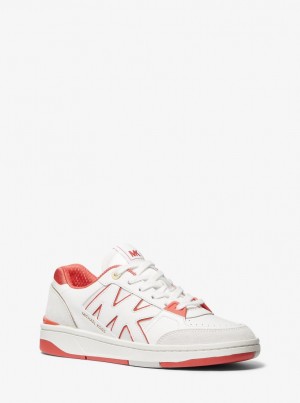 Adidasi Dama Michael Kors Rebel Leather Sneaker Corai Colorati | 47PCMIZTJ