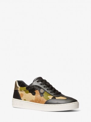 Adidasi Dama Michael Kors Scotty Camouflage Print Calf Hair Sneaker Masline Verzi Colorati | 90UCBHSFI