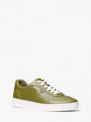 Adidasi Dama Michael Kors Scotty Leather Sneaker Masline Verzi | 54XMHCZJN