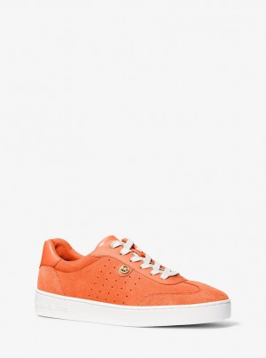 Adidasi Dama Michael Kors Scotty Suede Sneaker Portocalii | 26XCNUQKJ