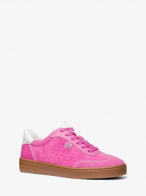 Adidasi Dama Michael Kors Scotty Suede Sneaker Roz | 34MZJRCWP