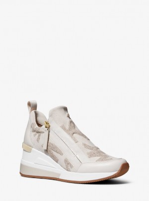 Adidasi Dama Michael Kors Willis Logo Stretch Knit Trainer Aurii | 52RWLTOBS