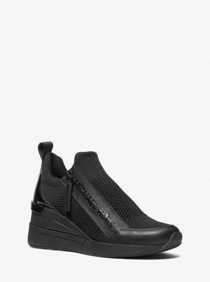 Adidasi Dama Michael Kors Willis Stretch Knit Trainer Negrii Negrii | 71SUBTCLA