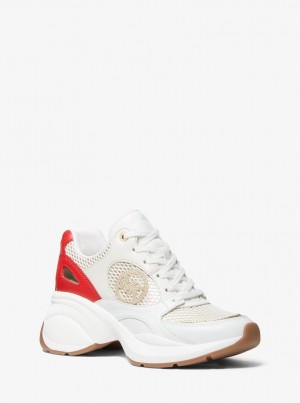Adidasi Dama Michael Kors Zuma Leather and Mesh Trainer Rosii Colorati | 78DXALMEN