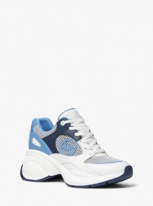 Adidasi Dama Michael Kors Zuma Leather and Mesh Trainer Frch Blu Mlt | 32QHMOSEY