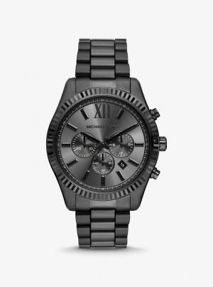 Black-tone Barbati Michael Kors Oversized Lexington Black-Tone Watch Negrii | 63GXMIHLW