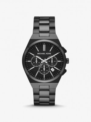 Black-tone Barbati Michael Kors Oversized Lennox Black-Tone Watch Negrii | 82MNIRWDV