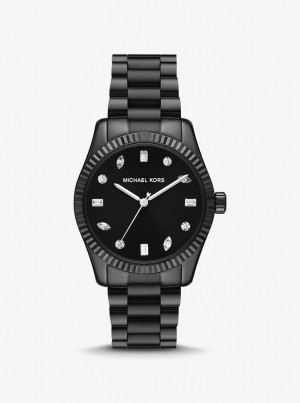 Black-tone Dama Michael Kors Lexington Pave Black-Tone Watch Negrii | 47NTWLRFG