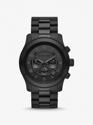 Black-tone Dama Michael Kors Oversized Runway Black-Tone Watch Negrii | 13HWKNOXD