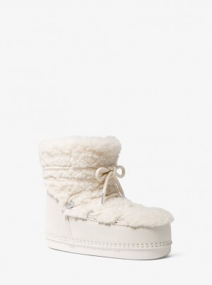 Botine Dama Michael Kors Zelda Sherpa and Suede Boot Bej Albi | 84ADJVPBS