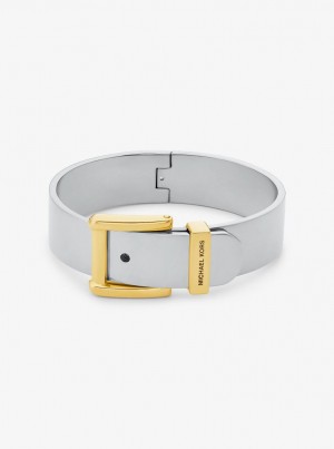Bratari Dama Michael Kors Colby Large Precious Metal-Plated Brass Bangle Two Tone | 37DBAEJZK