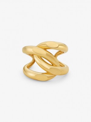 Bratari Dama Michael Kors Oversized Precious Metal-Plated Brass Curb-Link Cuff Aurii | 30LFQSRGH
