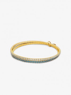 Bratari Dama Michael Kors Precious Metal-Plated Brass Double Wrap Tennis Bracelet Turcoaz | 73KQUPBTY