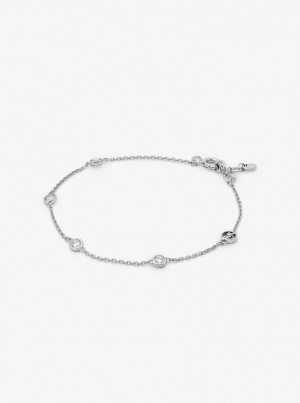 Bratari Dama Michael Kors Precious Metal-Plated Sterling Silver Cubic Zirconia Bracelet Argintii | 17SHCRVMD