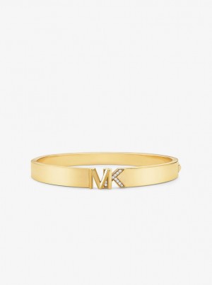 Bratari Dama Michael Kors Precious Metal-Plated Brass Pave Logo Bangle Aurii | 31RCGMBTQ
