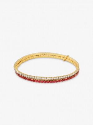 Bratari Dama Michael Kors Precious Metal-Plated Brass Two-Tone Double Wrap Tennis Bracelet Corai | 34LAJZNXM