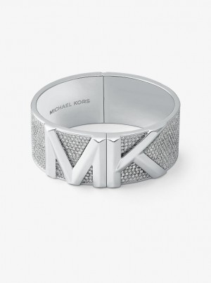 Brățări Dama Michael Kors Mott Precious Metal-Plated Brass Pave Bangle Argintii | 83AJTKSXE