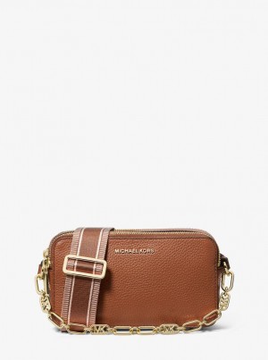 Camera Bag Dama Michael Kors Jet Set Small Pebbled Leather Double Zip Camera Bag Luggage | 54UXZMGBL