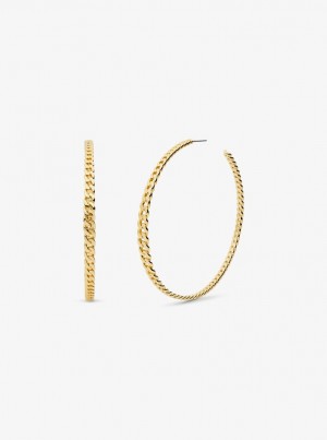Cercei Dama Michael Kors Precious Metal-Plated Brass Curb Link Hoop Earrings Aurii | 36RWCVDAE