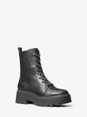 Cizme Dama Michael Kors Blake Leather Combat Boot Negrii | 47THEVWDI