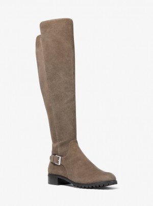 Cizme Dama Michael Kors Branson Stretch Suede Boot Maro Deschis | 79HWJQIAU