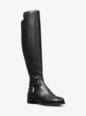 Cizme Dama Michael Kors Branson Stretch Leather Boot Negrii | 90ZKYIATP