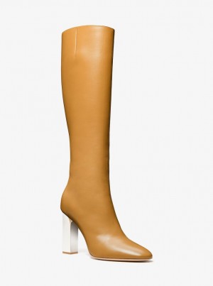 Cizme Dama Michael Kors Carly Leather Boot Maro | 74EHTYCMA
