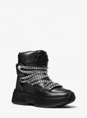 Cizme Dama Michael Kors Cassia Leather Boot Negrii | 08MPOXTKJ