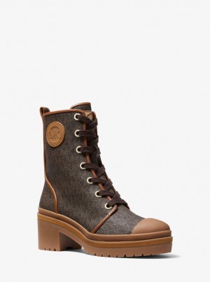 Cizme Dama Michael Kors Corey Logo Combat Boot Maro | 07VWDBXUK