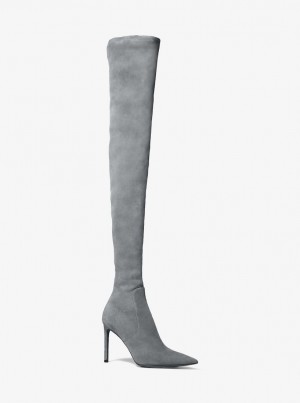Cizme Dama Michael Kors Elle Suede Boot Slate | 72NCMYGPJ