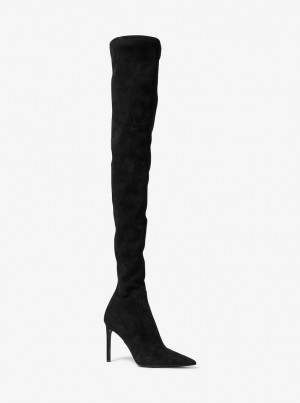 Cizme Dama Michael Kors Elle Suede Boot Negrii | 27LBQFURP