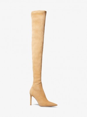 Cizme Dama Michael Kors Elle Suede Boot Maro | 46HACKIQS