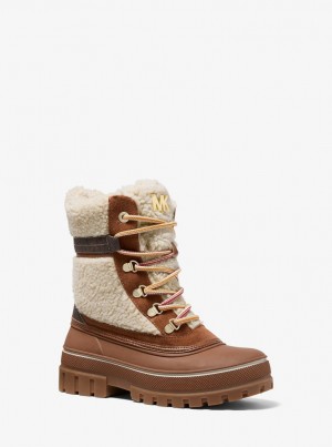 Cizme Dama Michael Kors Ozzie Mixed-Media Boot Bej | 54OKCZAFR