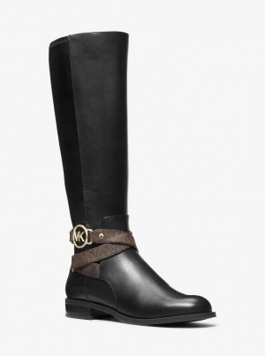 Cizme Dama Michael Kors Rory Leather and Logo Boot Maro | 94YPWRTEV