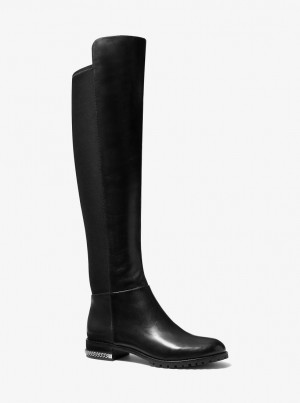 Cizme Dama Michael Kors Sabrina Stretch Leather Boot Negrii | 97TFSIORC