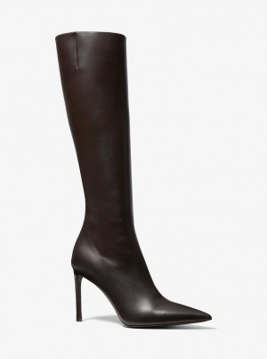 Cizme Dama Michael Kors Tatjana Leather Boots Ciocolata | 72SEJNTUK