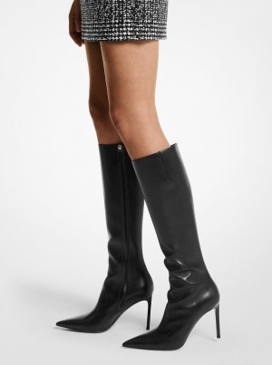 Cizme Dama Michael Kors Tatjana Leather Boots Negrii | 35AXONPZK
