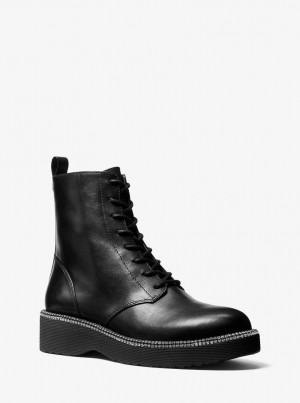Cizme Dama Michael Kors Tavie Leather Combat Boot Negrii | 27BMCFJAU