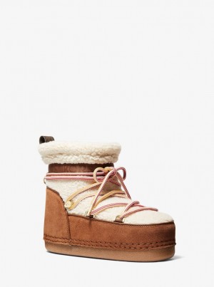Cizme Dama Michael Kors Zelda Sherpa and Faux Suede Boot Bej | 85GQVCALR